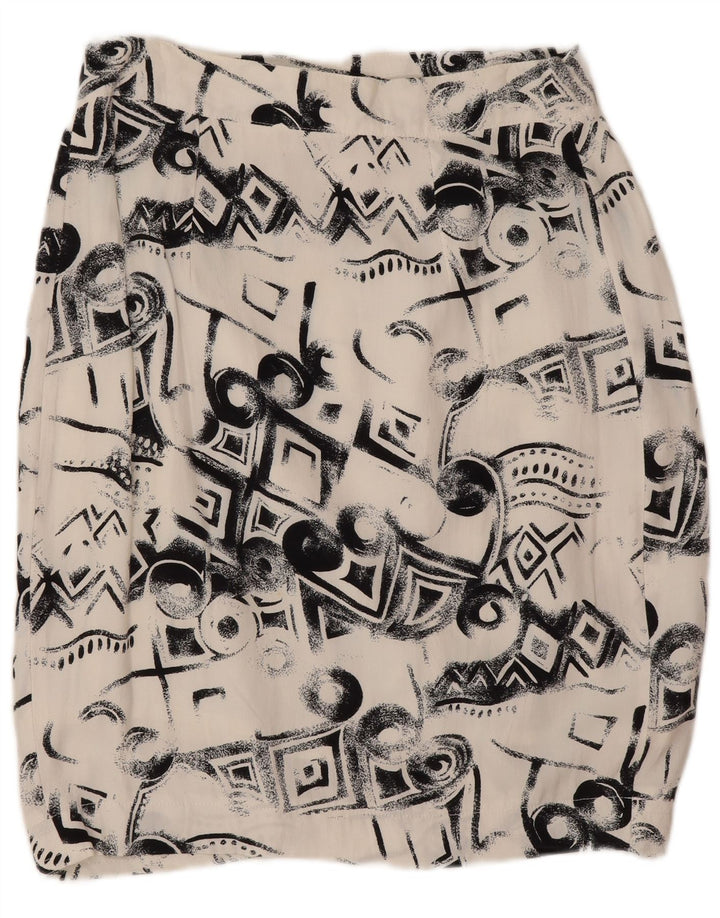 Vintage Womens Wrap Skirt IT 44 Medium W26 White Geometric Viscose