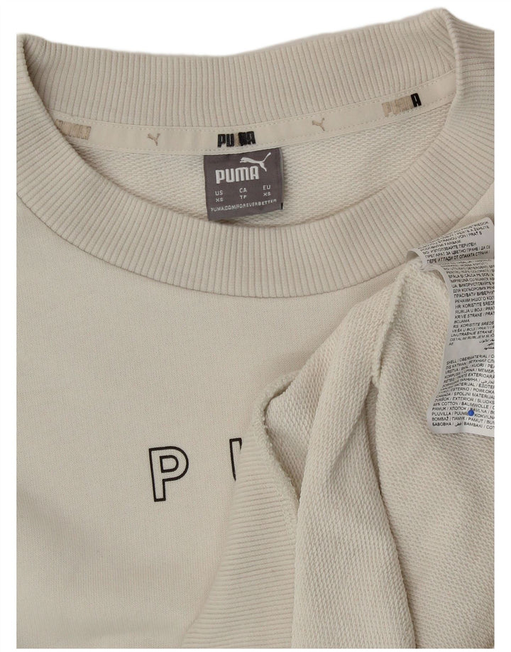 PUMA Mens Sweatshirt Jumper XS Off White Colourblock Cotton