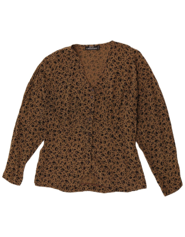 Atos Lombardini Womens Shirt Blouse UK 10 Small Brown Floral Viscose