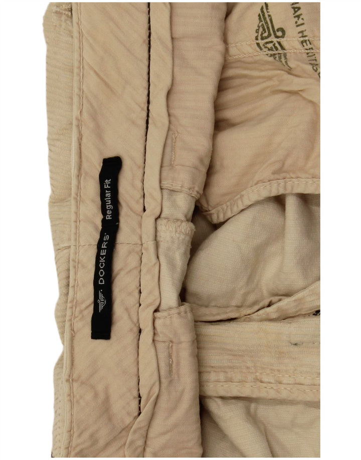 Dockers Mens Regular Fit Corduroy Trousers W34 L29 Beige