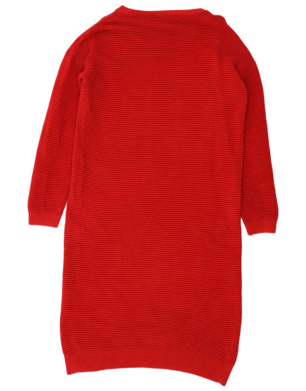French Connection Womens Long Sleeve Jumper Dress UK 16 Large Red Cotton