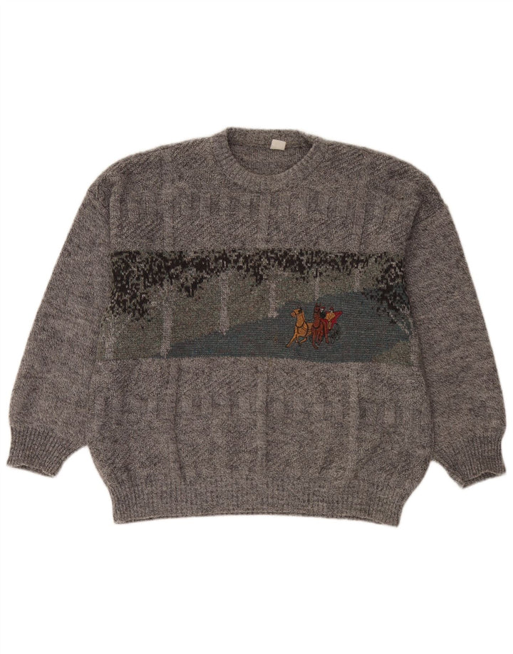 Vintage Mens Crew Neck Jumper Sweater XL Grey