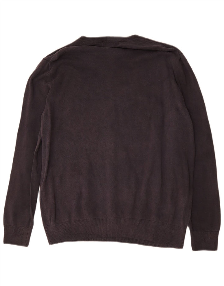 Nautica Mens V-Neck Jumper Sweater Medium Navy Blue Cotton