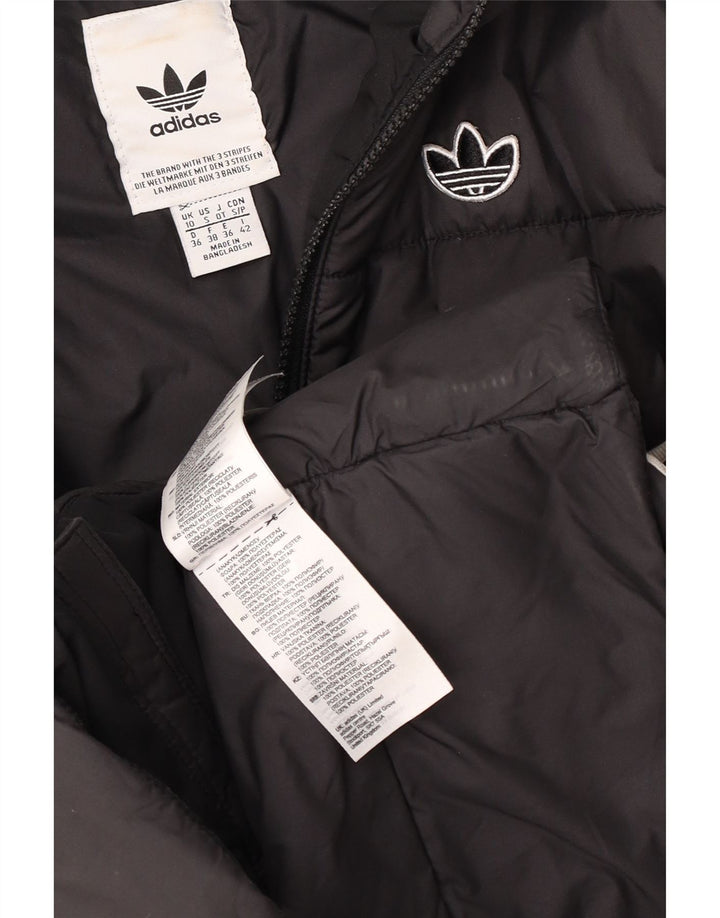 Adidas Womens Hooded Padded Jacket UK 10 Small Black Polyester