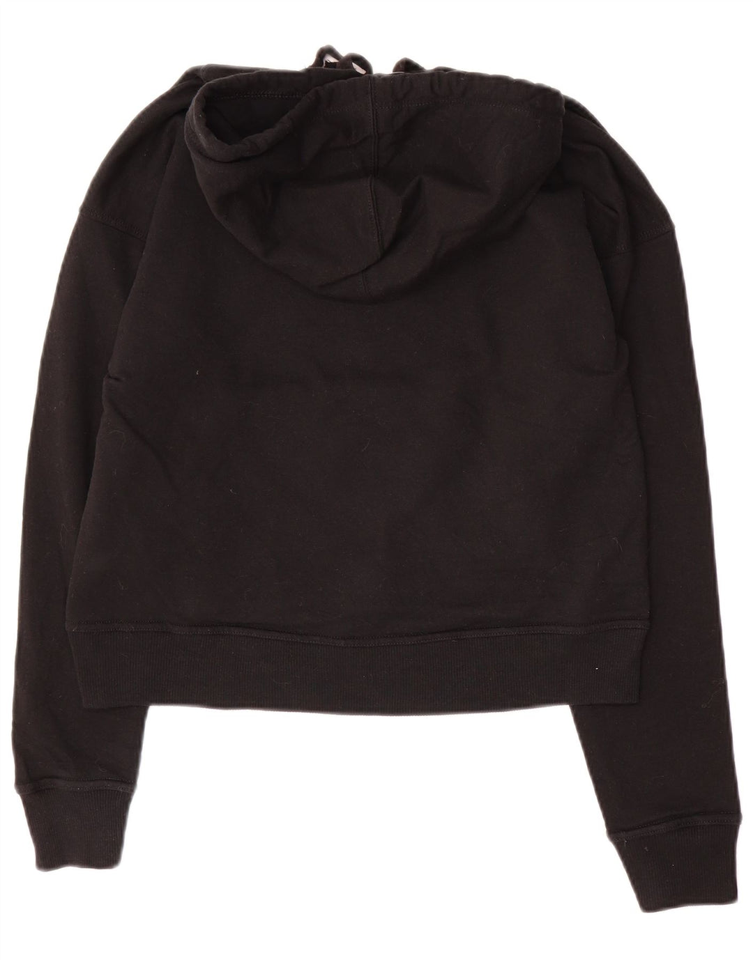 CHAMPION Womens Oversized Crop Graphic Hoodie Jumper UK 6 XS Black Cotton