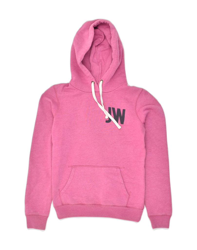 JACK WILLS Womens Graphic Hoodie Jumper UK 8 Small Pink Cotton | Vintage Jack Wills | Thrift | Second-Hand Jack Wills | Used Clothing | Messina Hembry 