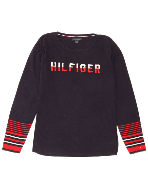 Tommy Hilfiger Womens Crew Neck Jumper Sweater UK 14 Large Navy Blue