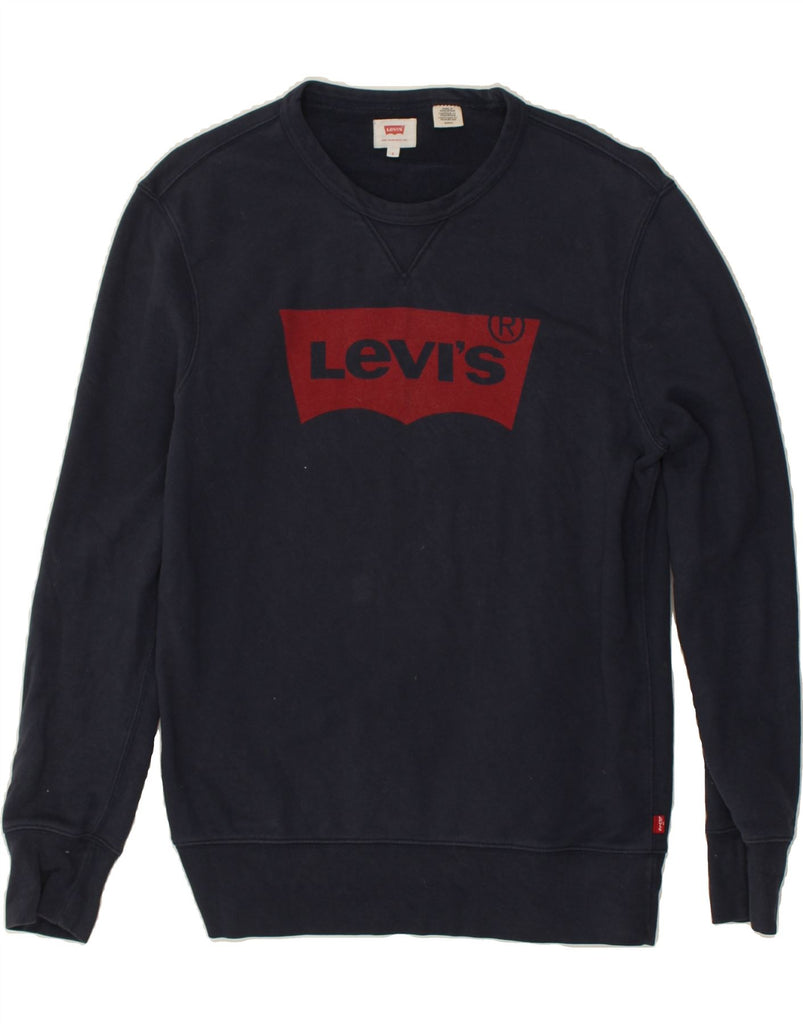 LEVI'S Mens Graphic Sweatshirt Jumper Small Navy Blue Cotton | Vintage Levi's | Thrift | Second-Hand Levi's | Used Clothing | Messina Hembry 