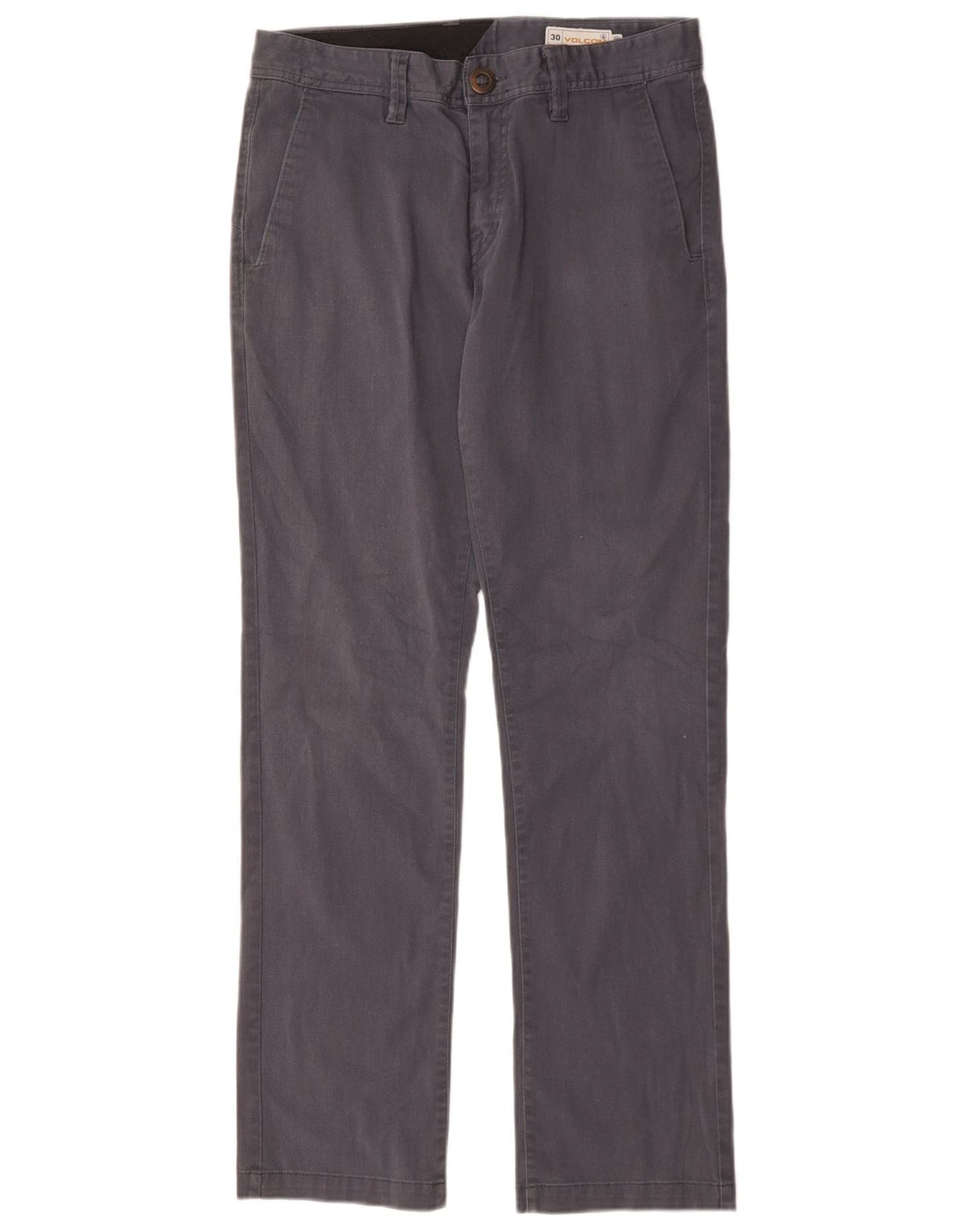 Volcom Mens Straight Chino Trousers W30 L30 Navy Blue Cotton