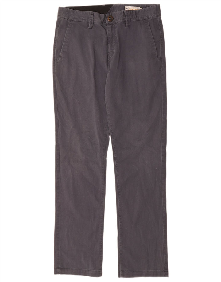 Volcom Mens Straight Chino Trousers W30 L30 Navy Blue Cotton