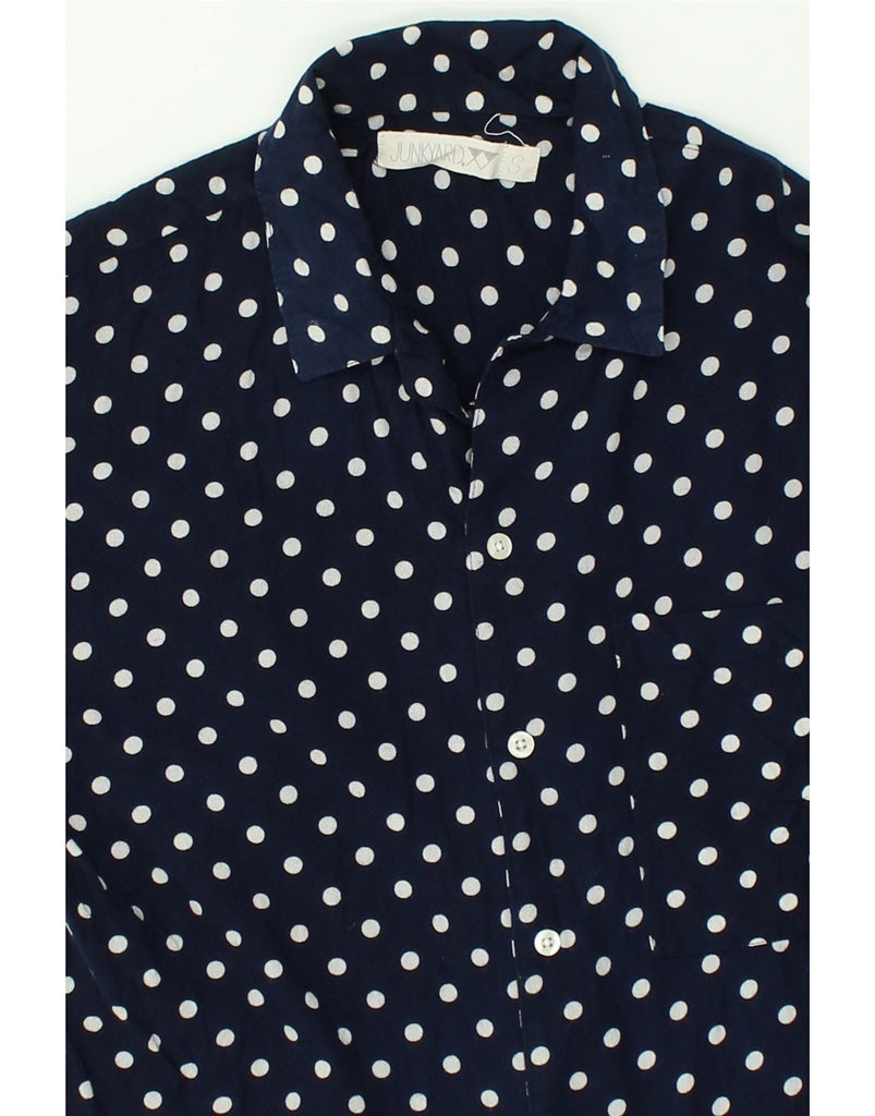 VINTAGE Mens Short Sleeve Shirt Small Navy Blue Polka Dot Rayon | Vintage Vintage | Thrift | Second-Hand Vintage | Used Clothing | Messina Hembry 