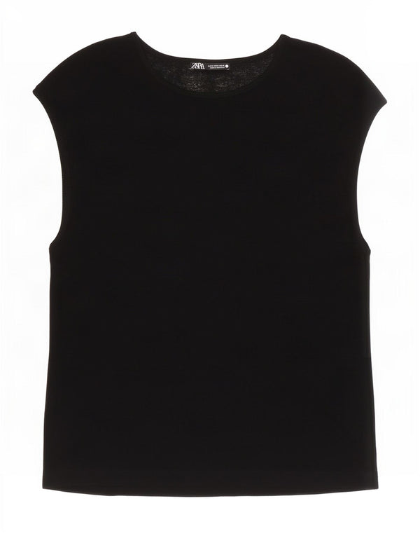 Zara Womens T-Shirt Top UK 10 Small Black