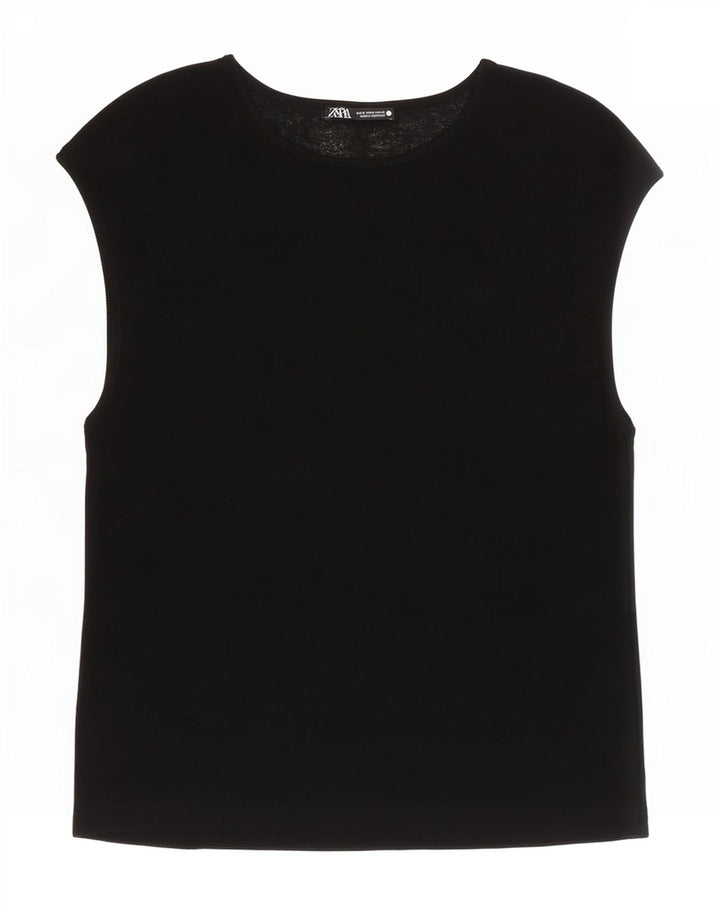 Zara Womens T-Shirt Top UK 10 Small Black
