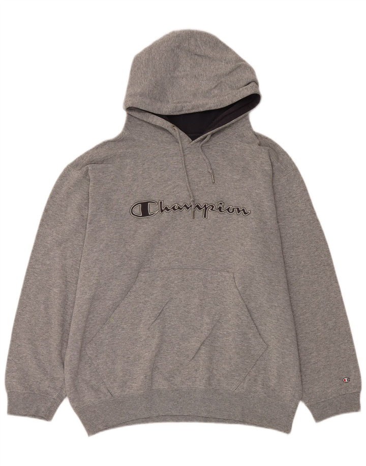 Champion Mens Graphic Hoodie Jumper Medium Grey Flecked