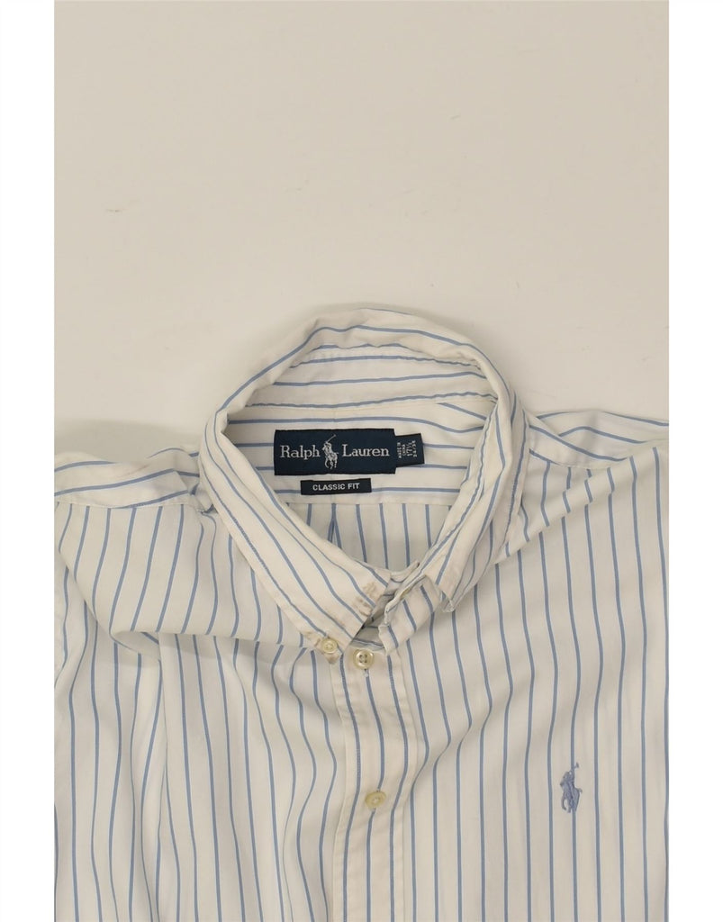 RALPH LAUREN Mens Classic Fit Shirt Size 17 1/2 XL Blue Striped Cotton | Vintage Ralph Lauren | Thrift | Second-Hand Ralph Lauren | Used Clothing | Messina Hembry 