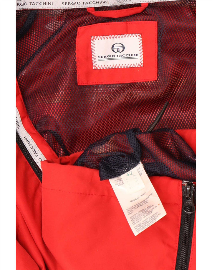 Sergio Tacchini Womens Hooded Rain Jacket IT 42 Medium Red Polyester