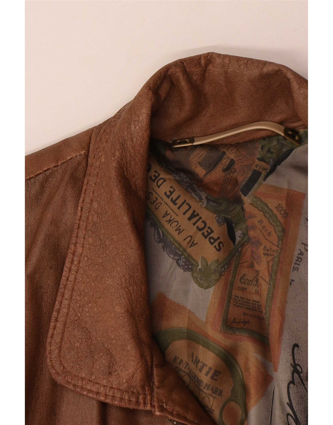 Vintage Mens Leather Gilet UK 40 Large Brown