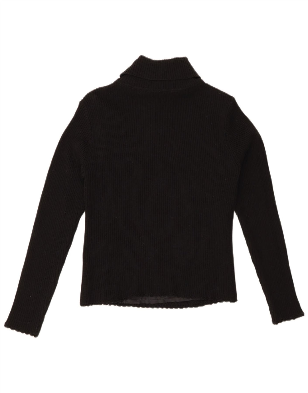 VINTAGE Womens Crop Roll Neck Jumper Sweater UK 8 Small Black