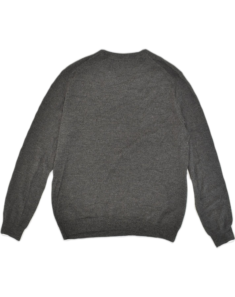 CALVIN KLEIN Mens V-Neck Jumper Sweater Large Grey Wool | Vintage Calvin Klein | Thrift | Second-Hand Calvin Klein | Used Clothing | Messina Hembry 
