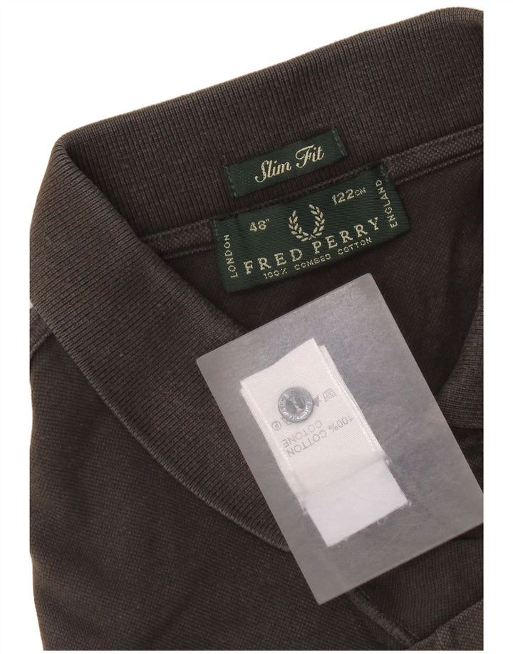 Fred Perry Mens Slim Fit Polo Shirt  Large Grey Cotton