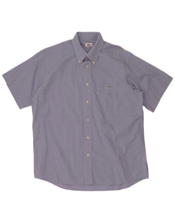 Lacoste Mens Short Sleeve Shirt Size 41 Large Blue Cotton