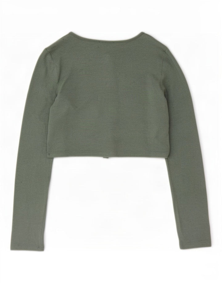 Zara Womens Crop Cardigan Top UK 12 Medium Green Viscose