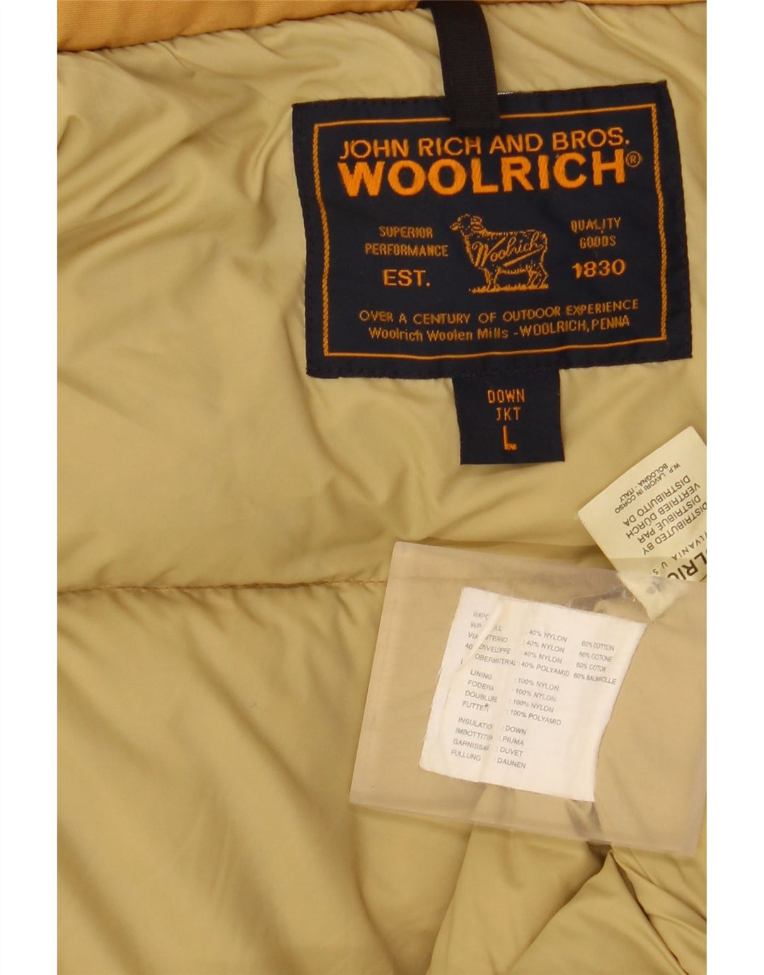 Woolrich Mens Padded Gilet UK 40 Large Yellow Nylon