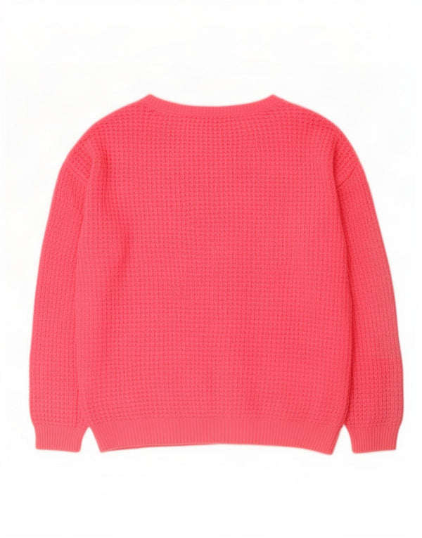 Topshop Womens Oversized Boat Neck Jumper Sweater UK 8 Small Pink Acrylic