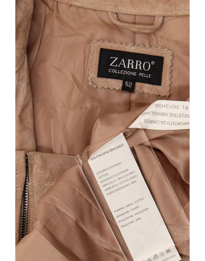 Zarro Womens Suede Bomber Jacket IT 52 2XL Beige Leather
