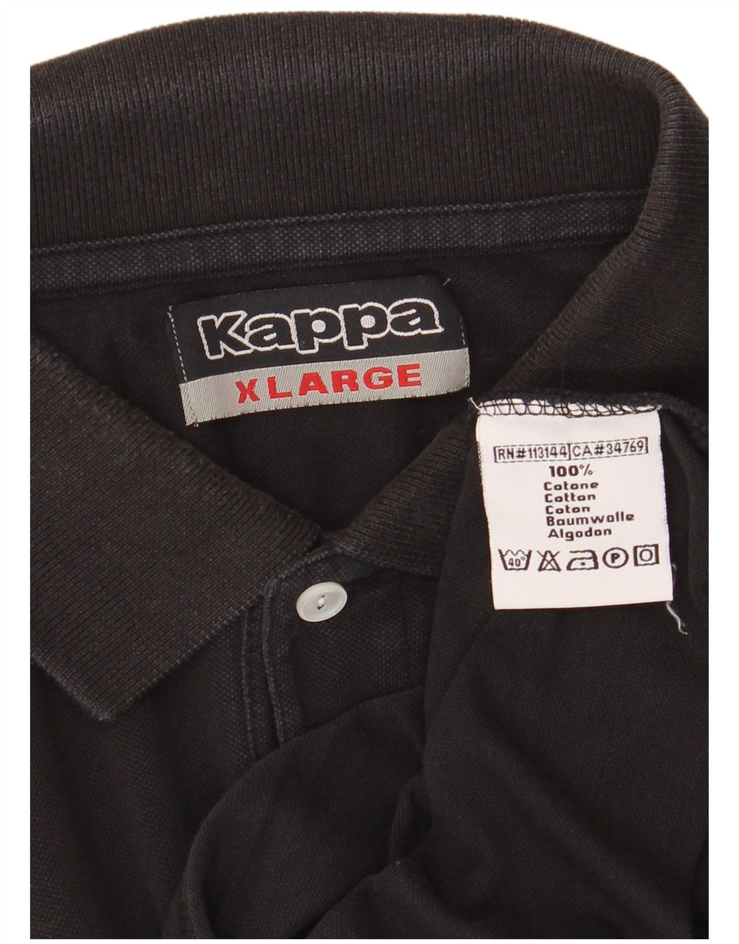 KAPPA Mens Polo Shirt XL Black Cotton