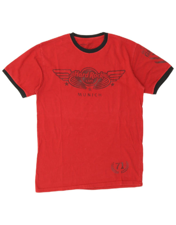 Hard Rock Cafe Mens Munich Graphic T-Shirt Top Medium Red Cotton