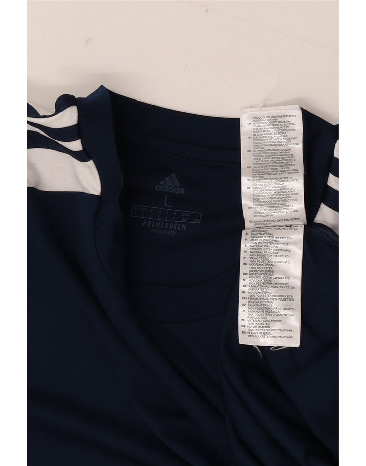 Adidas Mens Aeroready T-Shirt Top Large Navy Blue Colourblock Polyester