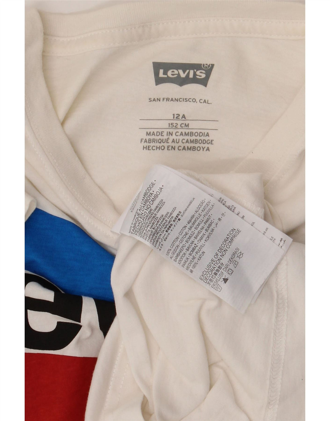 Levi's Boys Graphic T-Shirt Top 11-12 Years White Cotton