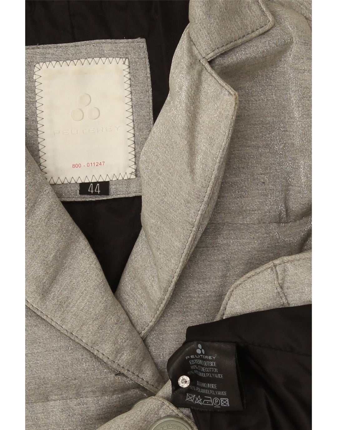PEUTEREY Womens Padded Jacket IT 44 Medium Grey Cotton