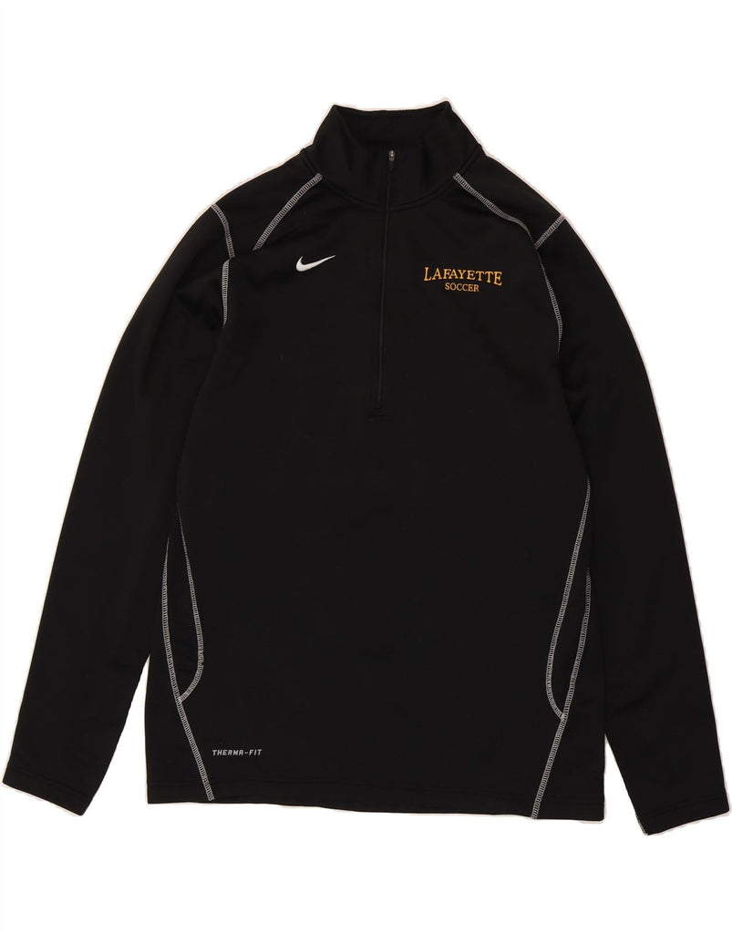 NIKE Mens Graphic Zip Neck Pullover Tracksuit Top Large Black Polyester Vintage Nike and Second-Hand Nike from Messina Hembry 