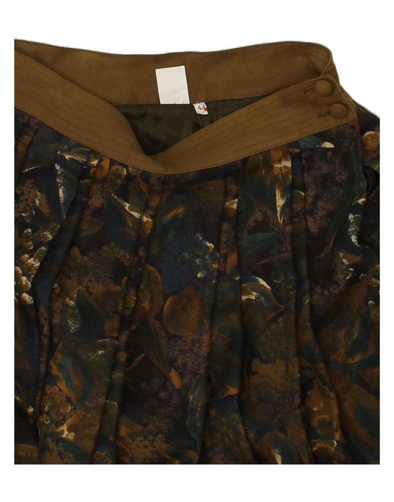 VINTAGE Womens Pleated Skirt IT 44 Medium W28 Brown Floral Polyester | Vintage Vintage | Thrift | Second-Hand Vintage | Used Clothing | Messina Hembry 