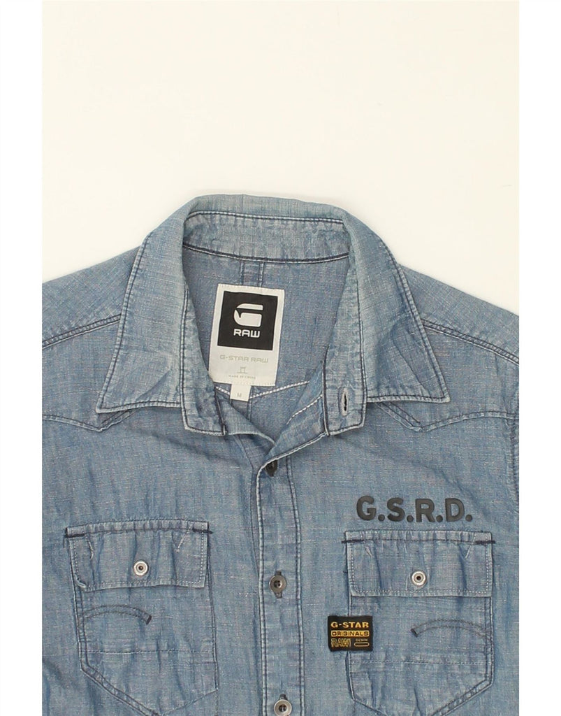 G-STAR Mens Graphic Denim Shirt Medium Blue Cotton Vintage G-Star and Second-Hand G-Star from Messina Hembry 