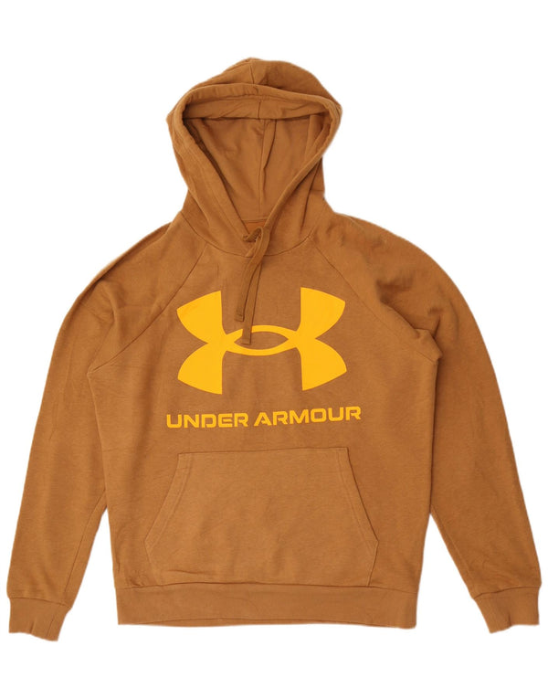 Under Armour Mens Graphic Hoodie Jumper Small Brown Cotton