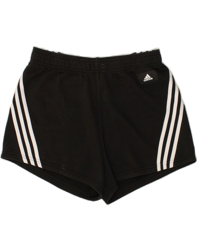 ADIDAS Womens Sport Shorts UK 12/14 Medium Black Cotton | Vintage Adidas | Thrift | Second-Hand Adidas | Used Clothing | Messina Hembry 