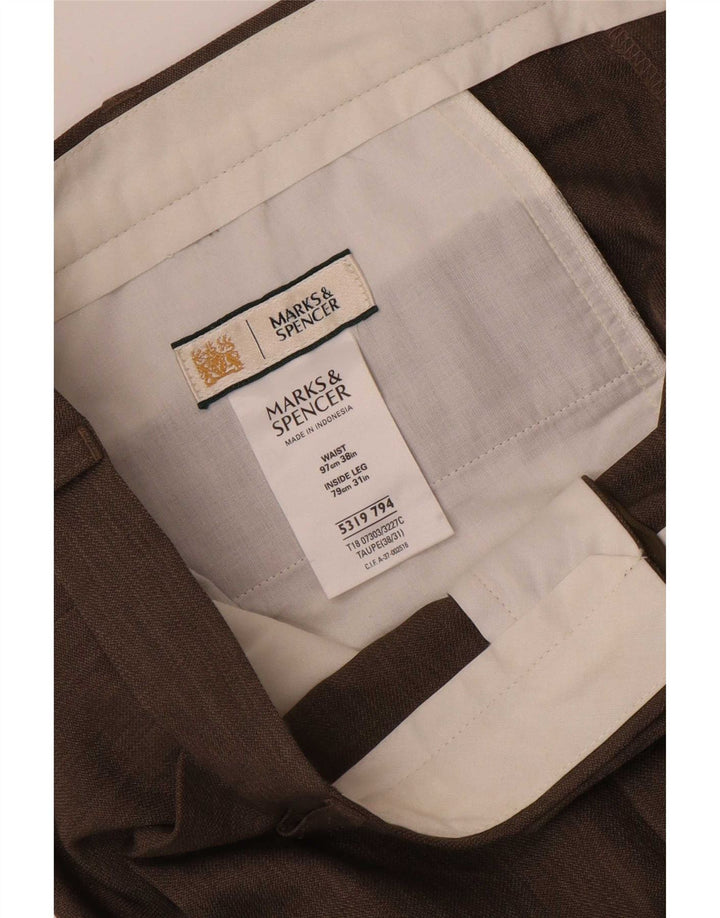 Marks & Spencer Mens Pegged Suit Trousers W38 L31 Grey Polyester
