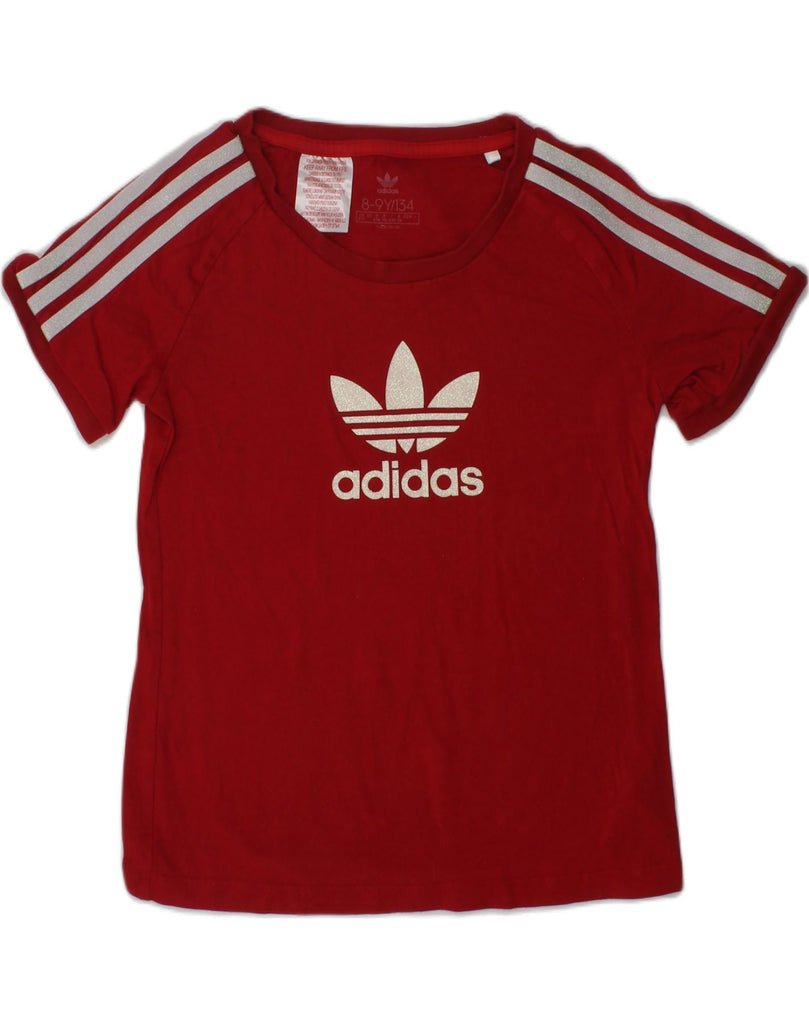 ADIDAS Girls Graphic T-Shirt Top 8-9 Years Red Cotton | Vintage Adidas | Thrift | Second-Hand Adidas | Used Clothing | Messina Hembry 