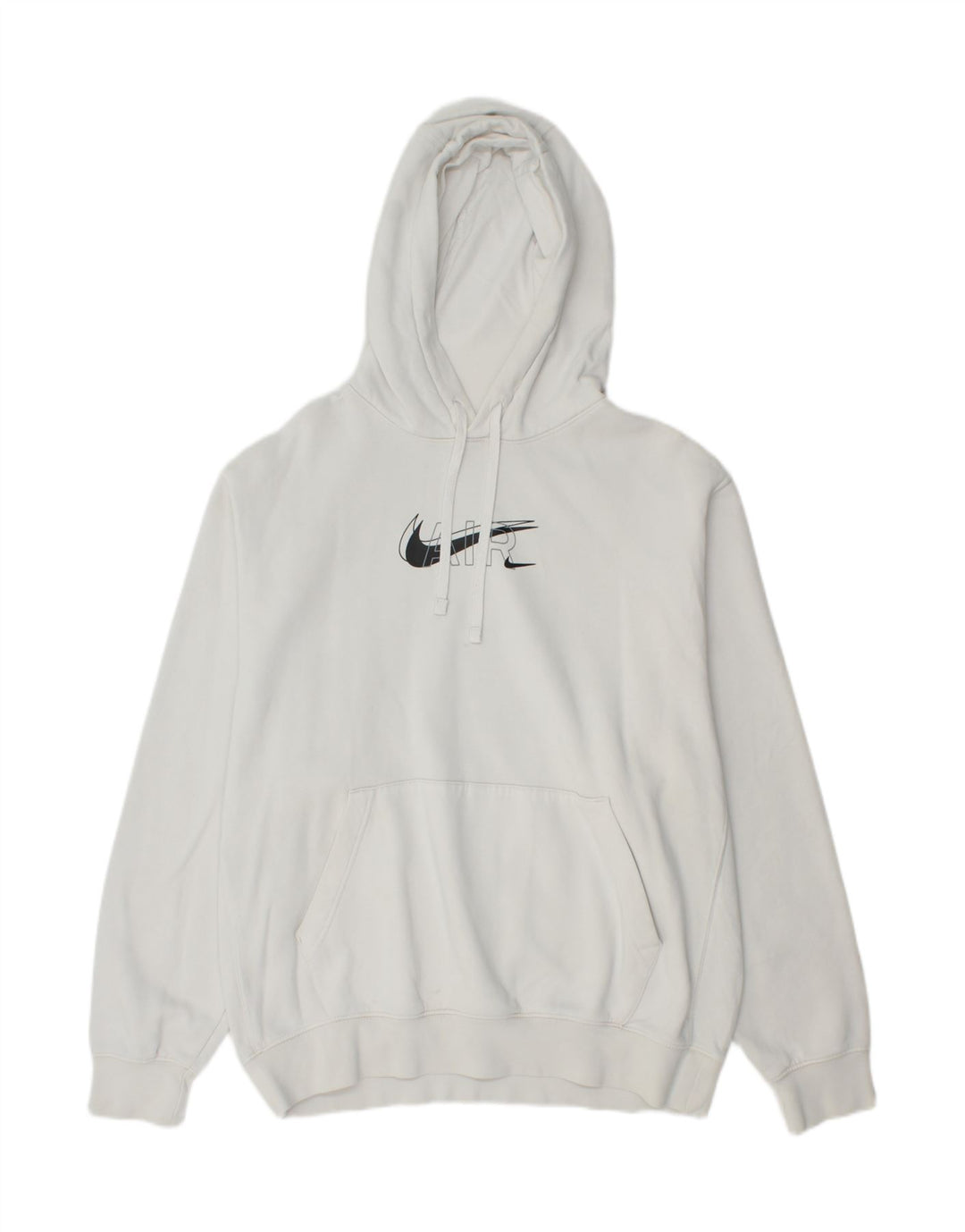 NIKE Mens Graphic Hoodie Jumper Large White Cotton