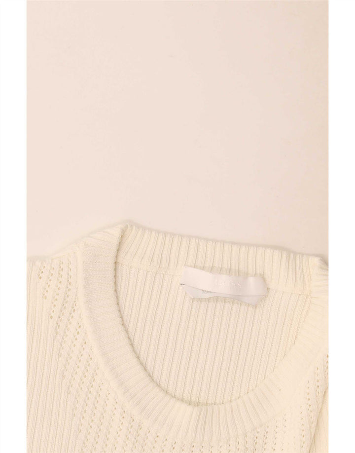 Hugo Boss Womens Top Long Sleeve UK 12 Medium Off White