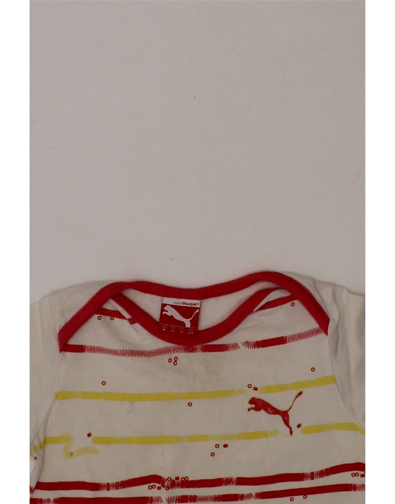 PUMA Baby Girls Graphic T-Shirt Top 6-9 Months White Striped Vintage Puma and Second-Hand Puma from Messina Hembry 
