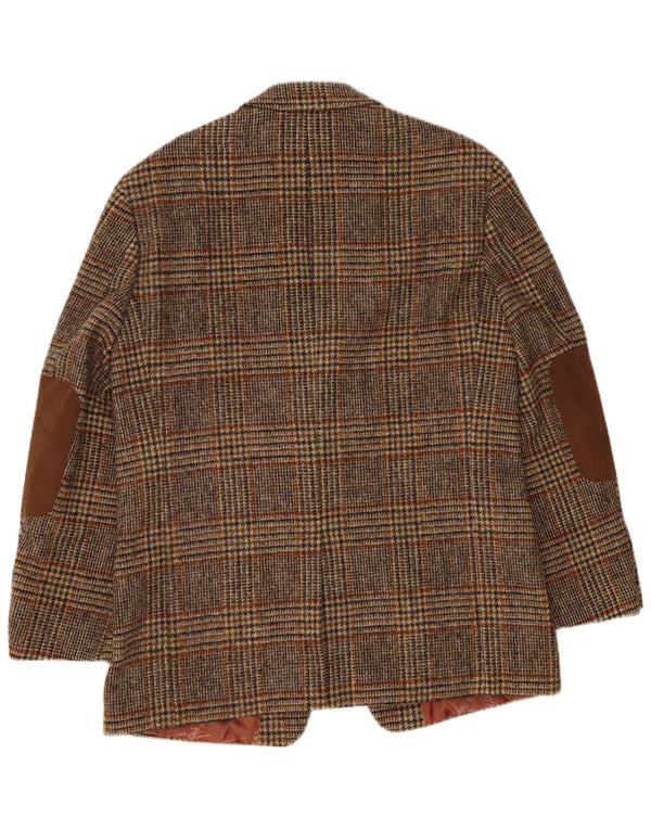 Harris Tweed Mens 2 Button Blazer Jacket IT 52 XL Brown Check Wool