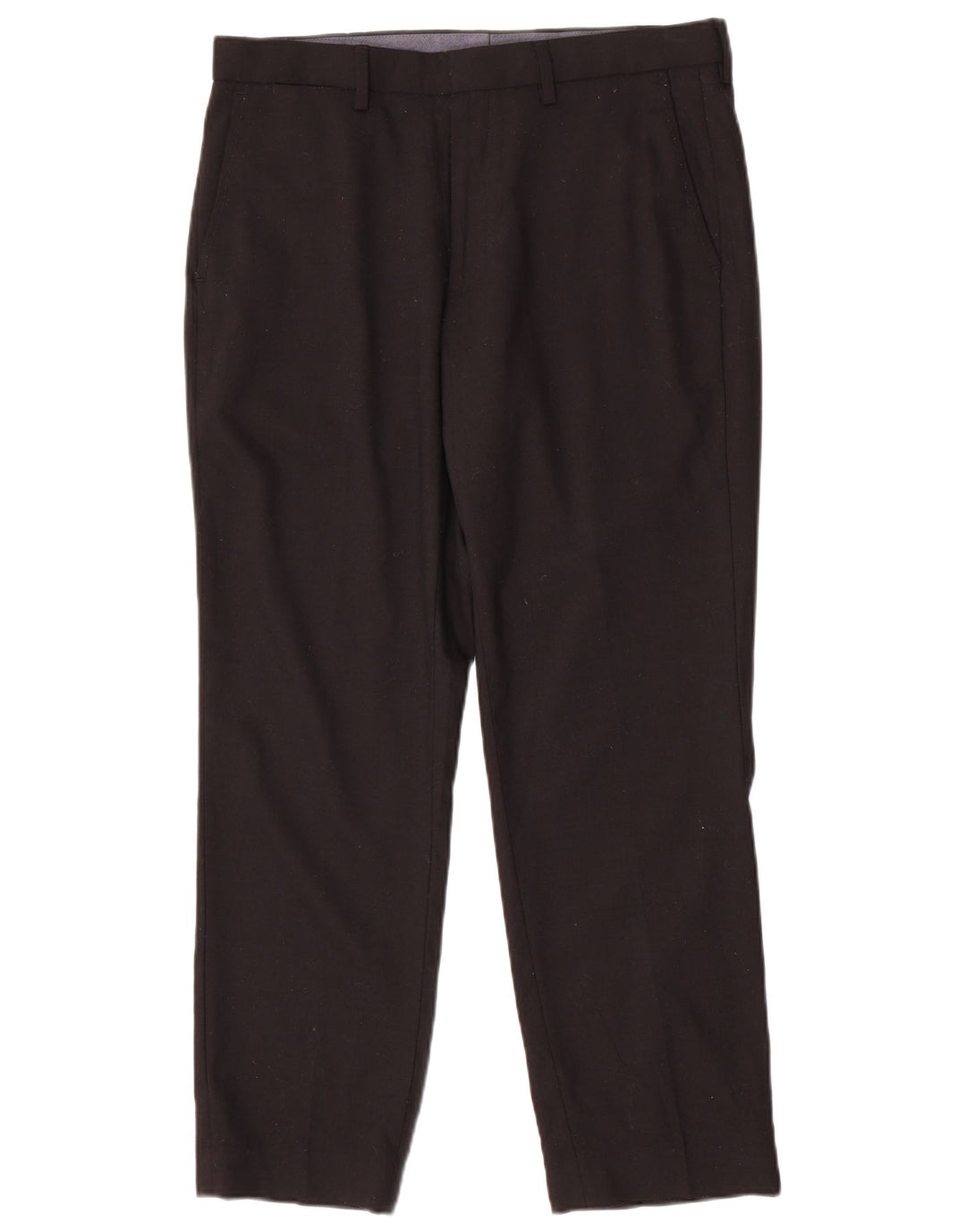 Marks & Spencer Mens Regular Fit Chino Trousers W34 L29 Black Wool