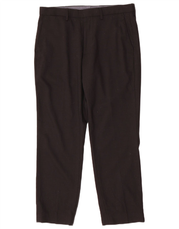 Marks & Spencer Mens Regular Fit Chino Trousers W34 L29 Black Wool