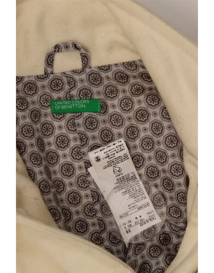 Benetton Womens Bomber Jacket IT 38 XS Off White Wool