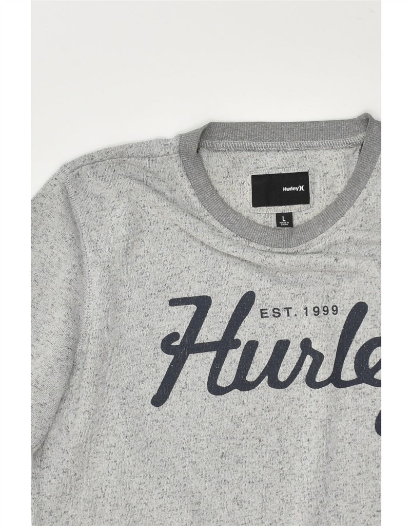 HURLEY Mens Graphic Sweatshirt Jumper Large Grey Cotton | Vintage Hurley | Thrift | Second-Hand Hurley | Used Clothing | Messina Hembry 