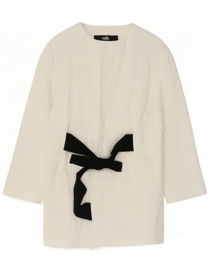 Zara Womens Longline Oversized Blazer Jacket UK 6 XS White Cotton